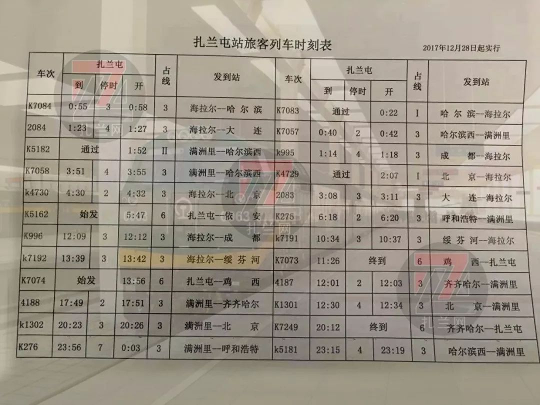 通北站最新列车时刻表详解